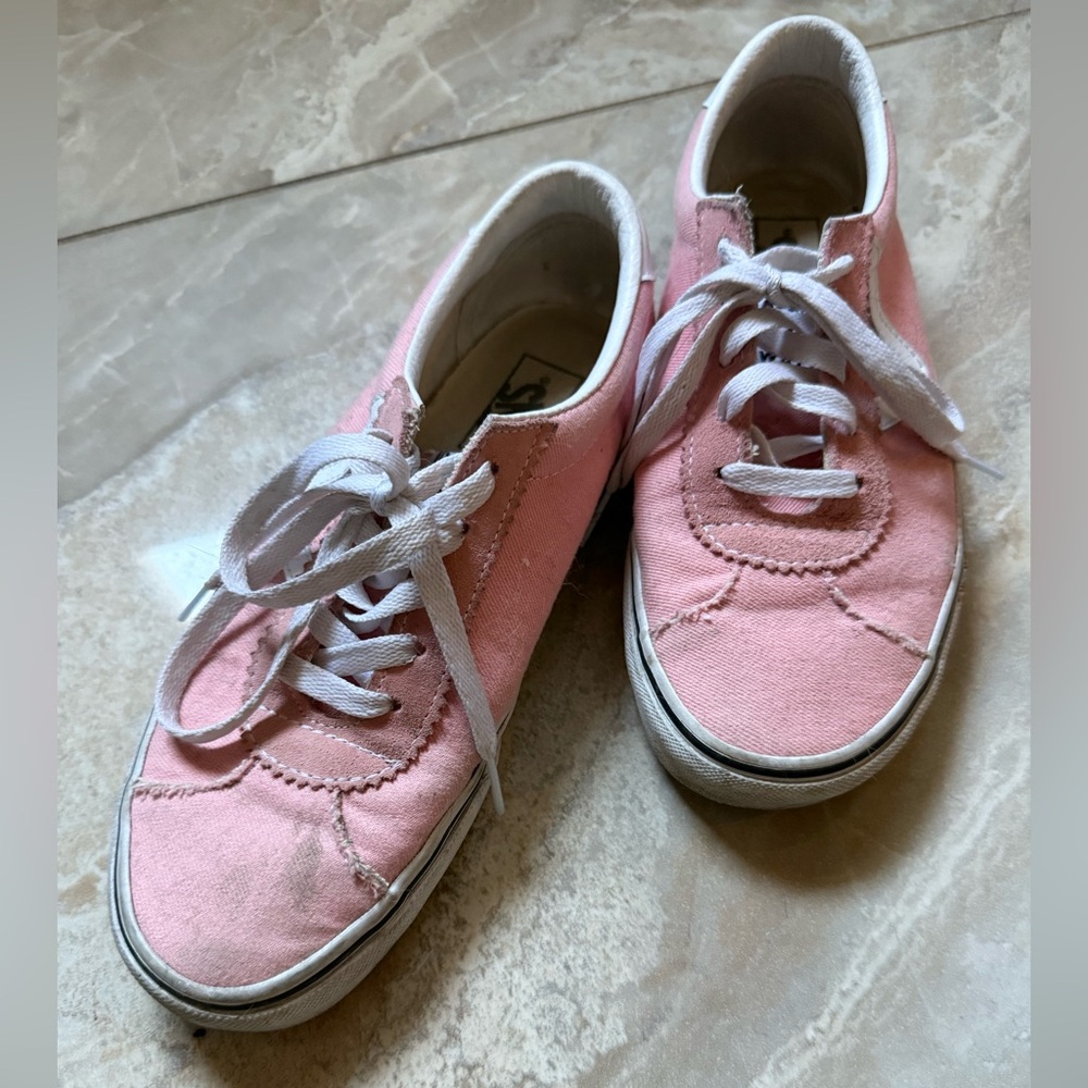 M- Vans Pink and White Sneakers Classic Skate Style- unisex
